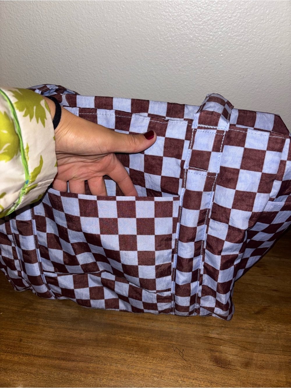 Baggu Small Cloud Carry-on Brown Blue Check - Picture 7 of 7